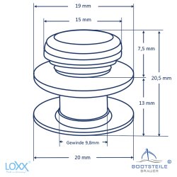 LOXX Partie supérieure avec tête lisse et filetage 10 mm - laiton chromer
