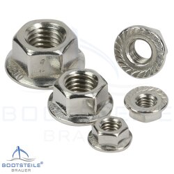 Hexagon flange nuts with serration DIN 6923 - stainless...
