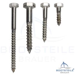 Sechskant Holzschrauben DIN 571 - 6 x 70 mm - Edelstahl A2 (AISI 304)