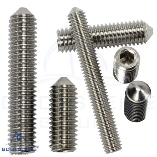 Hexagon socket set screws with cone point DIN 914 (ISO 4027) - M2,5 - stainless steel A2 (AISI 304)