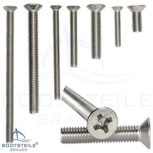 Cross recessed countersunk head screws DIN 965 PH -M6 - stainless steel A4 (AISI 316)