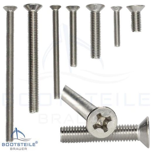 Cross recessed raised countersunk head screws DIN 966 H - M3 - acier inoxydable A2 (AISI 304)