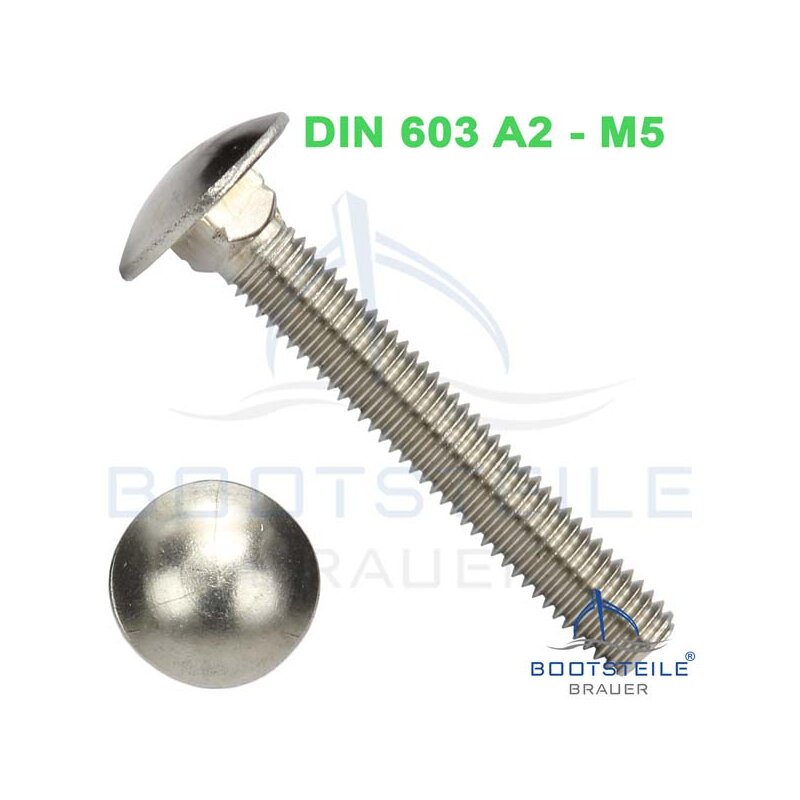 Vis à tête ronde avec épaulement carré DIN 603 M5 - Acier inoxydable , 1,07  €