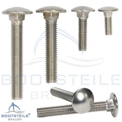 Mushroom head square neck bolts with fullthread DIN 603 M6 - stainless steel A2