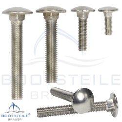 Mushroom head square neck bolts with fullthread DIN 603 M8 X 40/40 - stainless steel A2