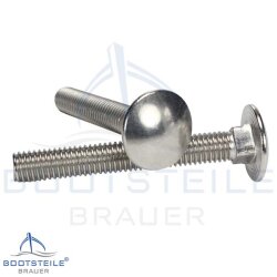 Vis à tête bombée à collet carré, filetage complet DIN 603 M16 X 80/80 - Acier inoxydable A2