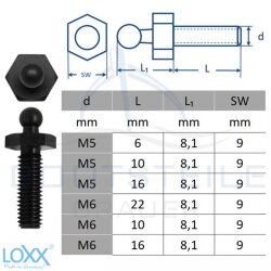 LOXX vis avec métrique filetage M5 - M6 - laiton noire chromer