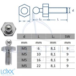LOXX® Schraube mit metrischem Gewinde M5 x 16 mm - verchromt