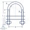 U-Bolzen mit 2 Platten und 2 Muttern M8 X 40 mm - Edelstahl A4 (AISI 316)