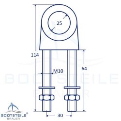 U-bolt with eye 5465 - M10 x 64 - Stainless steel A4