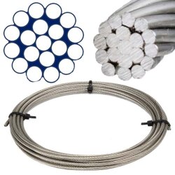 Wire rope hard/stiff 8035 - 1x19 - 2 mm - stainless steel...