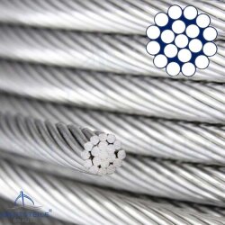 Wire rope hard/stiff 8035 - 1x19 - 5 mm - stainless steel V4A (AISI 316)
