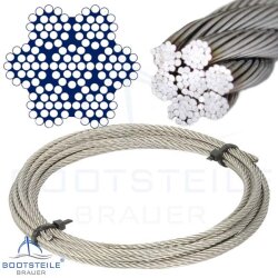 Wire rope soft/flexible 8036 - 7x19 - stainless steel V4A...