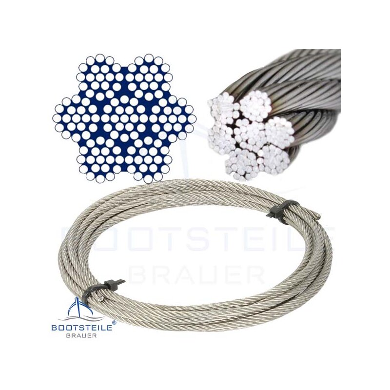 Wire rope clip, stainless steel V4A/AISI 316, for 6 mm diameter wire rope