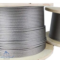 PVC clear coated wire rope semi-soft 7x7 D= 1,25 / 2 mm - Stainless steel V4A AISI 316