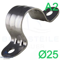 Rohrschelle HALB D= 25 mm - Edelstahl A2 AISI 304, 1,25 €