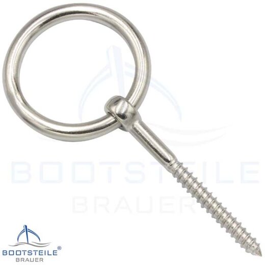 Eye bolt with wood thread and ring 12 x 120 - Stainless steel V4A