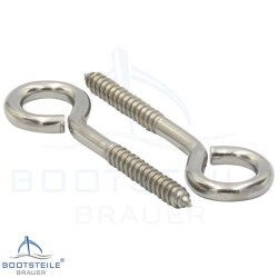 Screw eye with wood thread, heavy duty 8 x 108 mm, Eye 20 mm - Stainless steel V4A