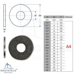 Grande Rondelles 8,4 (M8) DIN 9021 - Acier Inoxydable V4A