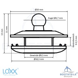 LOXX partie inférieure pour tissu, rondelle standard - laiton chromé noir