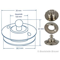 LOXX lower part for fabric, standard washer - plain brass