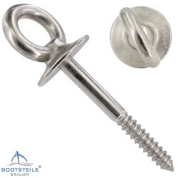 Eye bolt with plate and wood thread 6 x 40 mm - Stainless...