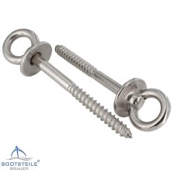 Eye bolt with plate and wood thread 6 x 40 mm - Stainless steel V4A