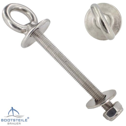 Eye bolt with collar and metric thread M8x80 mm - stainless steel A4 - AISI 316