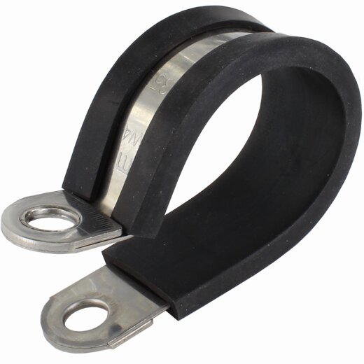 Fastening clamps DIN 3016 with rubber inlay - 50 x 20 mm - stainless steel A2 (AISI 304)