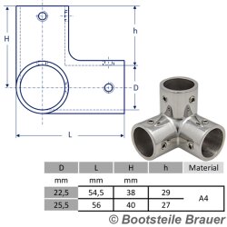 3-way corner fitting 90°, Polished investment casting...